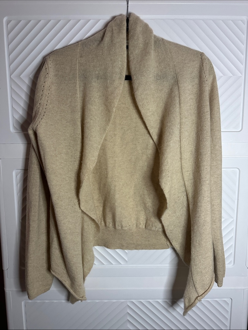 Banana Republic Beige Open-Front Draped Cardigan 100% Cashmere